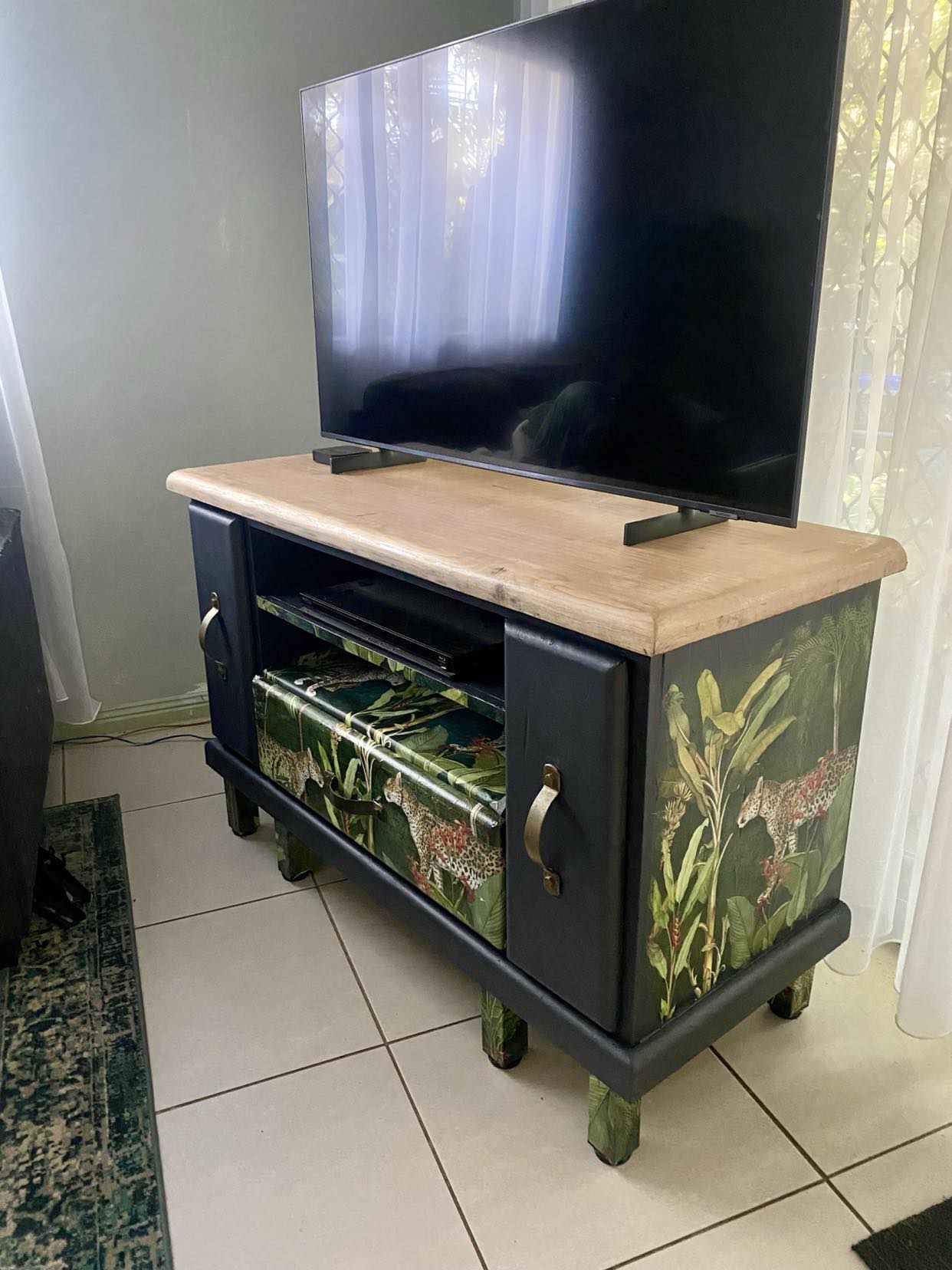 TV Stand - Dark with Jungle Theme